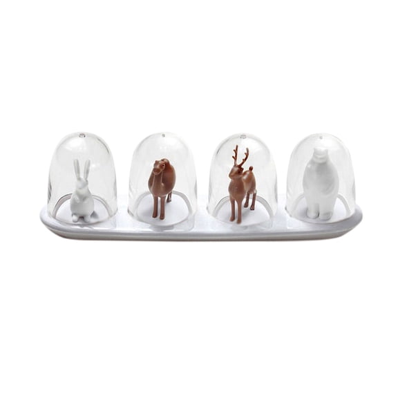 Seasoning Box with Mini Spice Jars, Cute Animal Condiment Storage Organizer, Food-Grade Plastic for Kitchen Counter, Gift Idea for Housewarming and Holidays