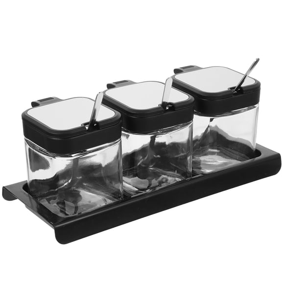 Clear Multi-Compartment Spice Jar Set with Lids and Tray, Kitchen Seasoning Containers for Coffee, Flour, and More