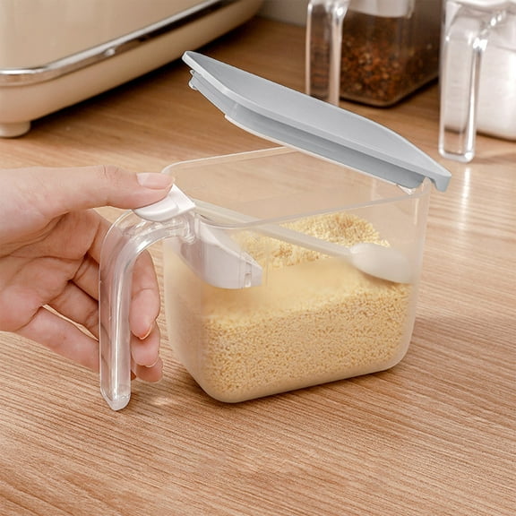 Seasoning Box with Spoons, Yannianjz Seasoning Box with Spoons, Condiment Jars Sugar Bowl with Lid, Kitchen Storage Container, Spice Organizer for Counter, Salt Pepper Shaker Set