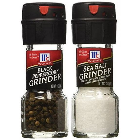 Seasoning Bundle - 2 Items: McCormick's Sea Salt Grinder 2.12 Oz. and McCormick's Black Peppercorn Grinder 1.0 Oz.