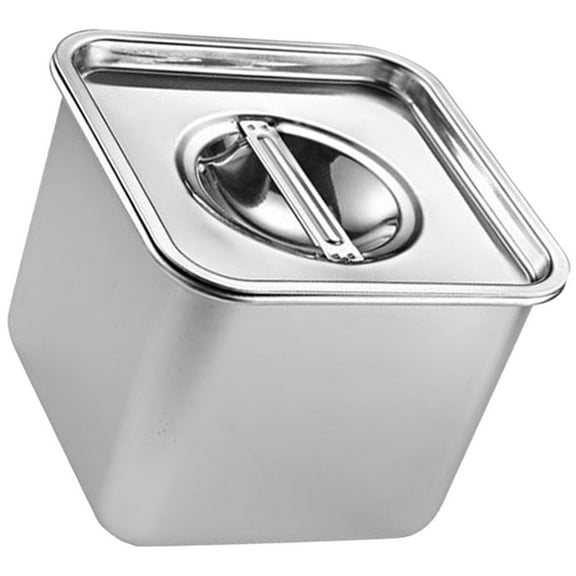 Seasoning Cup with Lid Kitchen Gadget Storage Jar Stainless Steel Salt Pot Container Commercial 2 Pieces