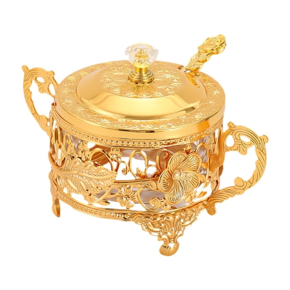 Seasoning Jar Decorative Candy Bowl Sugar Container Iron Build with Lid for Home Bar Kitchen Cafe Settings