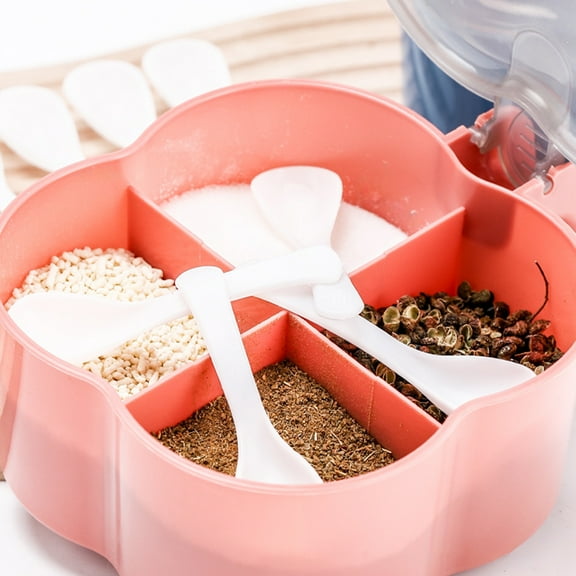 Seasoning Jar Spice Container, Glass Construction, Sealed Lid Design, Multi-compartment Organizer, Kitchen Countertop Storage, Durable & Easy Clean, Topliu