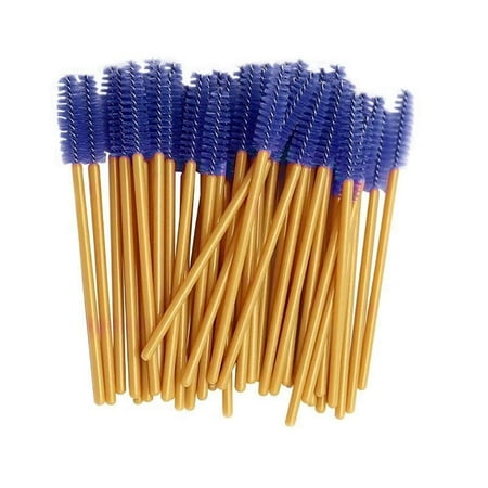50Pcs Disposable Mascara Wands Eyelash Brushes Applicator Makeup Tool Portable for Foundation Blush Concealer Eyeshadow Golden + Dark Purple