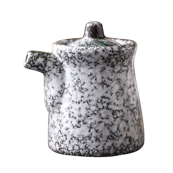 Ceramic Seasoning Pot with Lid - Earthenware Vinegar Dispenser Jar for Kitchen Condiments and Household Use
