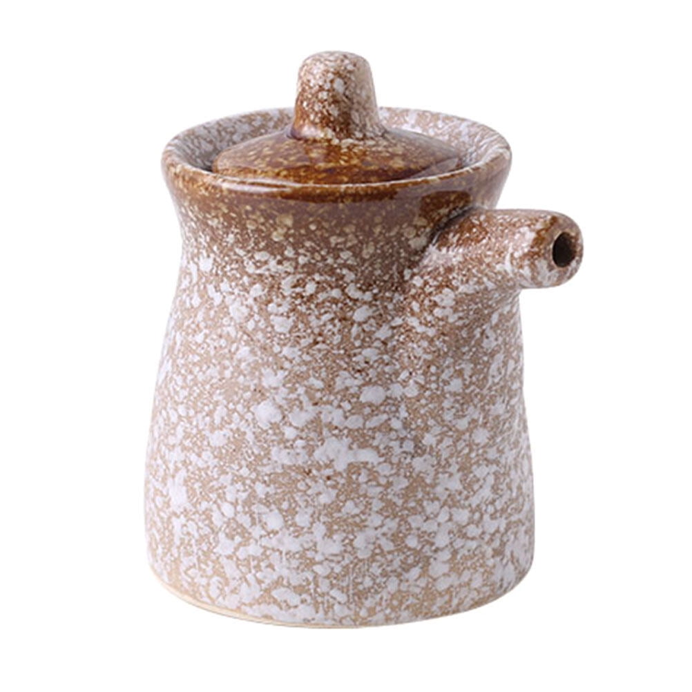 Seasoning Pot Soy Sauce Bottle Holder Lidded Condiment Ceramics to Go