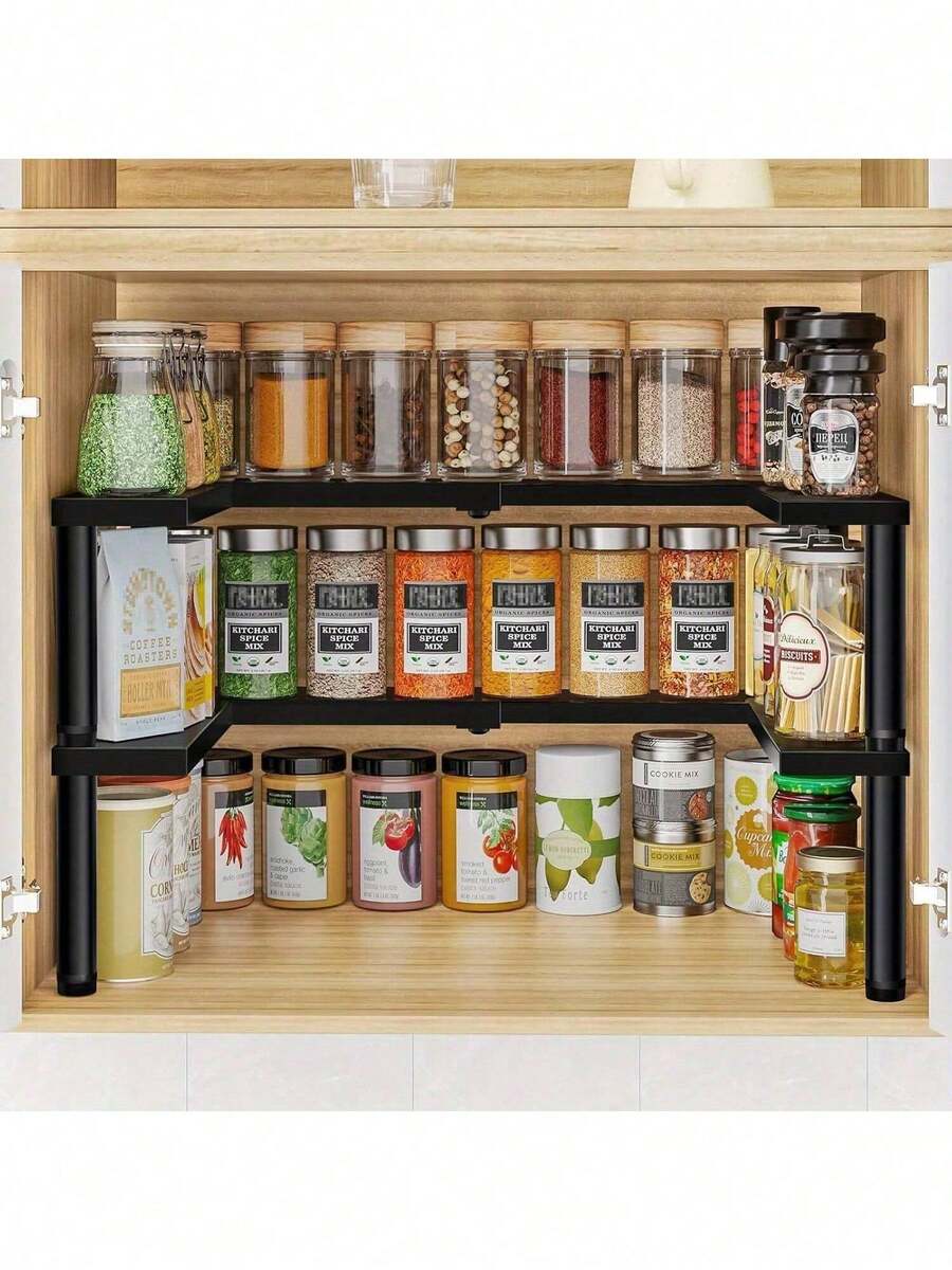 Seasoning Rack Storage Rack For Cabinets, Expandable Metal Seasoning ...