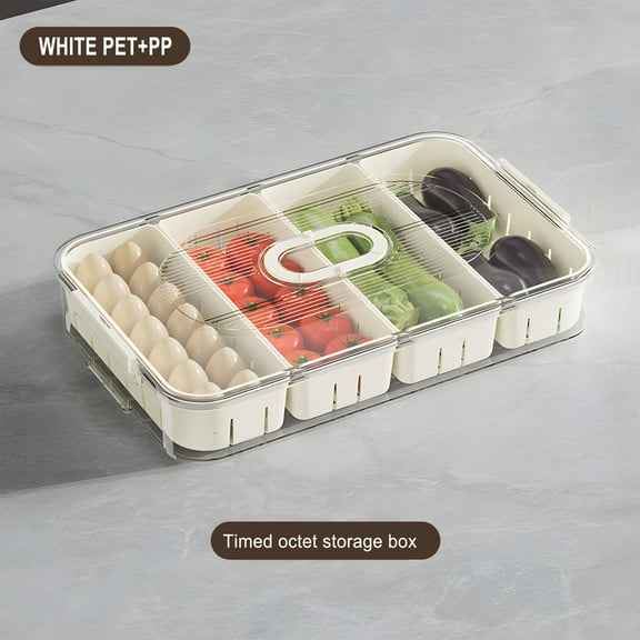 Seasoning Storage Box 34x21.3x6cm Kitchen Spice Container Transparent Lid Multi Compartment Sealed Fresh Organizer for Pepper Flour Tea Coffee Home Restaurant