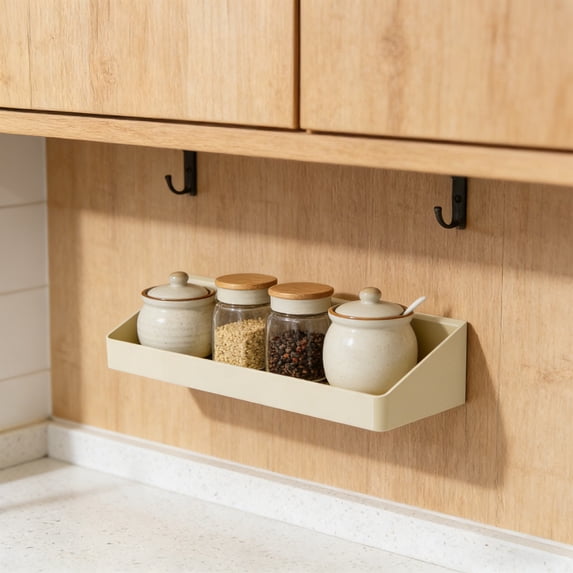 Seasoning Storage Rack Wall Mounted Spice Shelf No Drill Adhesive Kitchen Organizer Oil Vinegar Bottle Holder for Pantry Counter Cabinet Bathroom Toiletries Space Saving Storage Rack Organizer Shelf