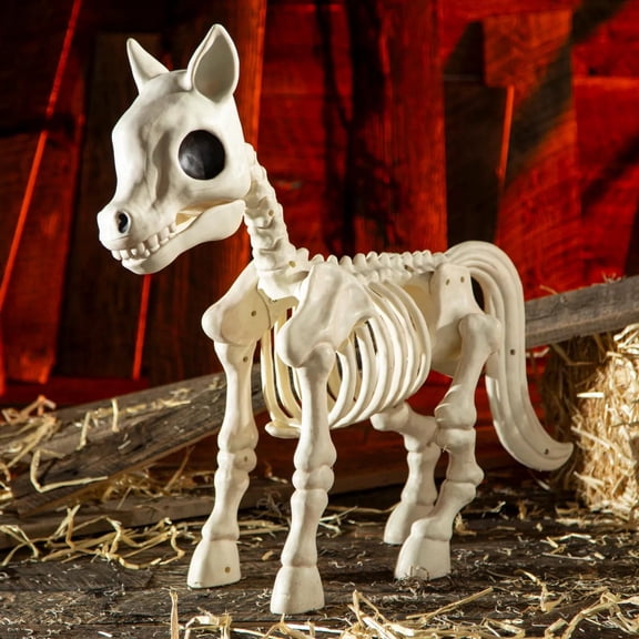 Seasons 25 in Standing Pony Plastic Skeleton Tabletop Decoration - Off-White