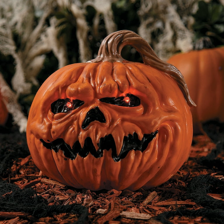 Seasons 8 in Light-Up Creepy Plastic Pumpkin with Sound