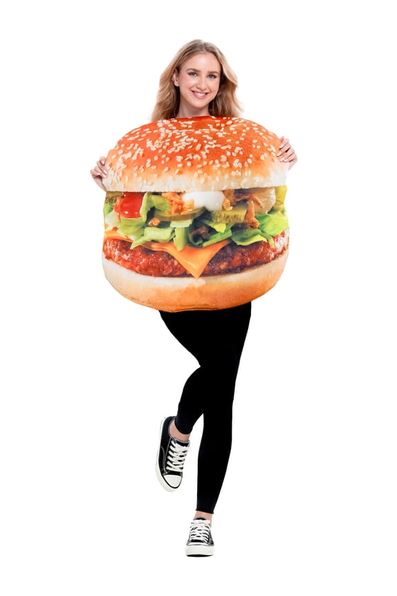 Adult Hamburger Costume, Novelty Halloween Outfit, One size