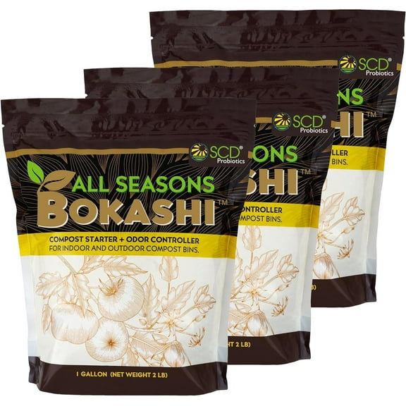 All Seasons Bokashi Compost Starter - 2 lbs (1 Gallon) Dry Bokashi Bran for Kitchen Compost Bin, Compost Pet and Food Waste Easily with Low Odor, (3 Pack) by SCD Probiotics