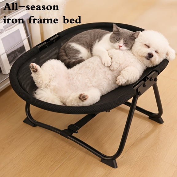 All Seasons Breathable Elevated Dog Marching Bed, Black Portable Pet Sofa Bed for Dogs & Cats, Removable Washable Design, Sturdy Durable Easy Storage Indoor Outdoor Pet Supplies