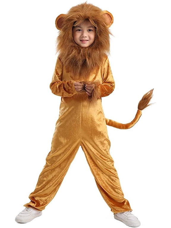 Child Lion Costume Animal Pretend Cosplay Costume,Size (4-6 Years)