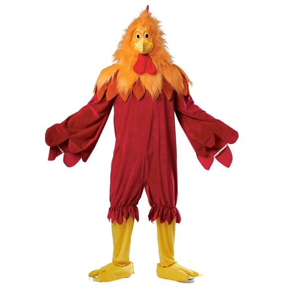 Seasons Deluxe Rooster Costume Adult, Funny Halloween Costume, Red, One Size Fits Most