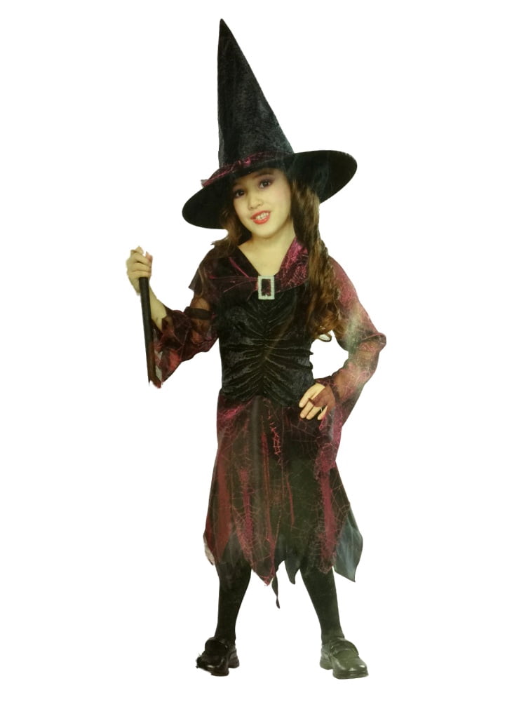 Seasons Girls Black & Red Hologram Witch Costume with Dress & Hat 8-10 -  Walmart.com