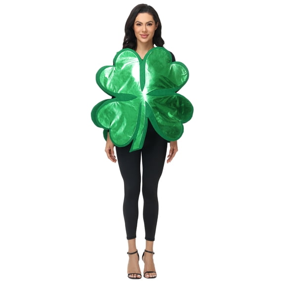 Seasons Green Four Leaf Clover Adult Costume, St. Patrick's Day Funny Costume, One Size, Polyester