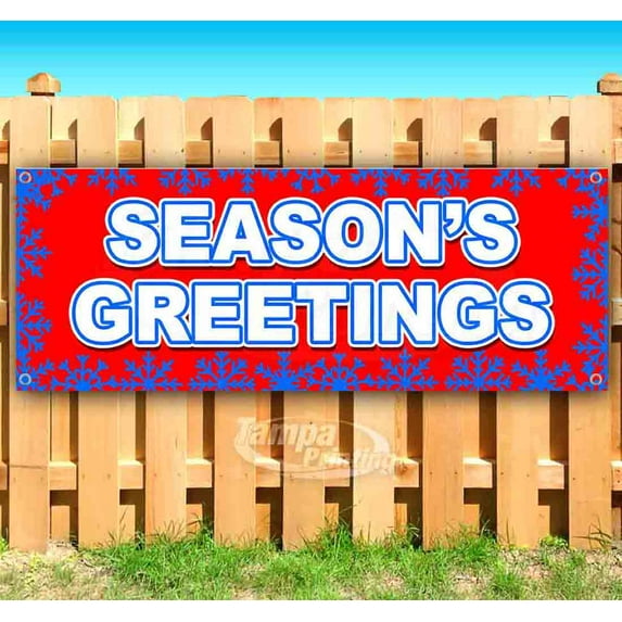 Seasons Greetings 13 oz Vinyl Banner With Metal Grommets