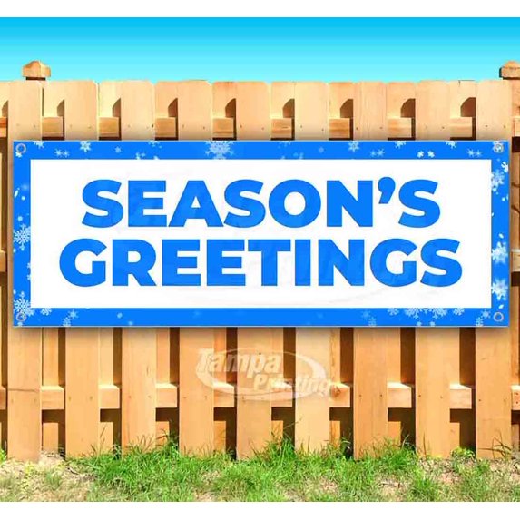 Seasons Greetings 13 oz Vinyl Banner With Metal Grommets