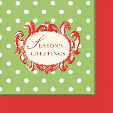 Seasons Greetings Paper Beverage Napkins 18 Per Pack