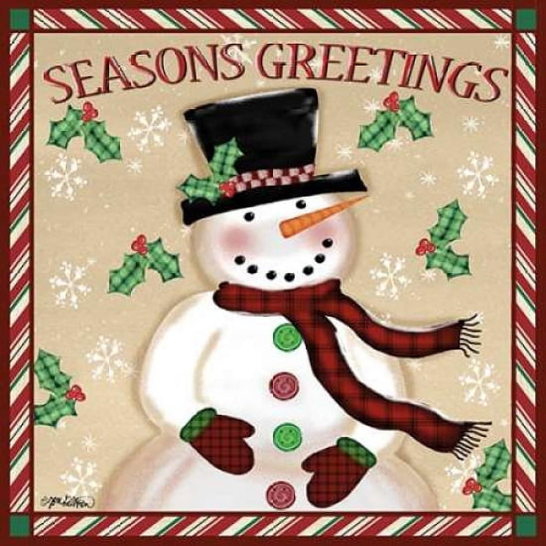 Seasons Greetings Snowmen I Canvas Art - Jen Killeen (24 x 24)
