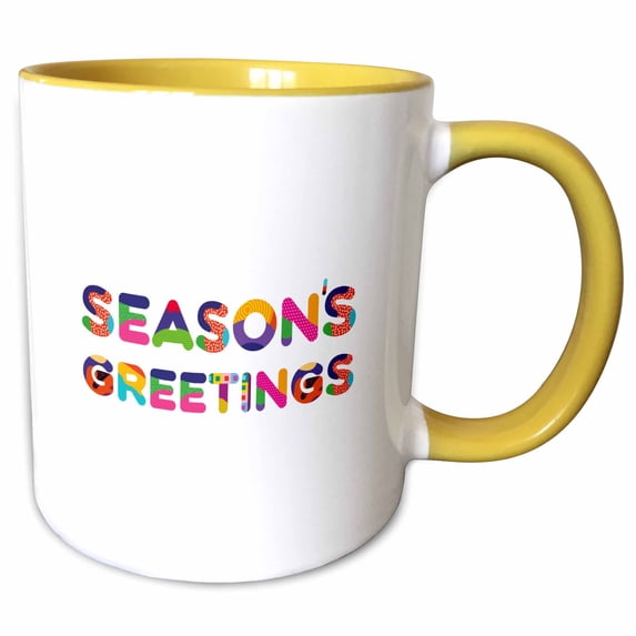 Seasons Greetings colorful text. Positive text art, congratulations 15oz Two-Tone Yellow Mug mug-338618-13