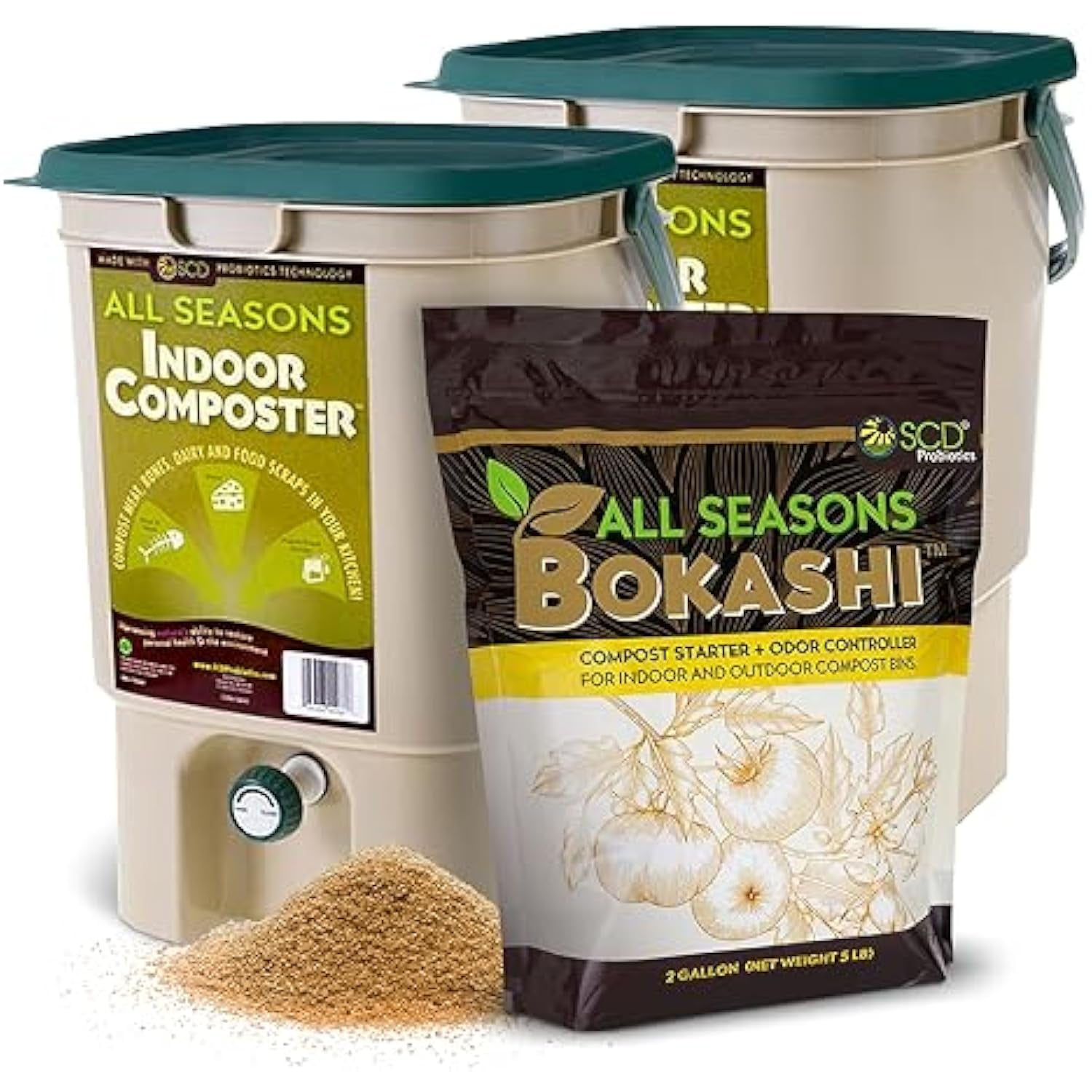 All Seasons Indoor Composter Starter Kit - Two Family-Sized Composting ...
