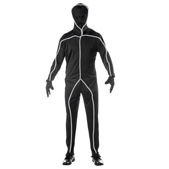 Seasons Light Up Stick Figure Costume for Adults, Jumpsuit and Gloves Included, Funny Halloween Costume