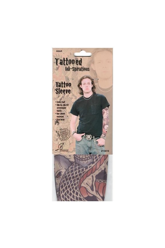 Skull Snake Tattoo Sleeve Realistic Design Printed Fabric Costume