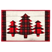 SeasonsEasy Christmas Accent Rug 20 x 30 Inch, Buffalo Plaid Holiday Indoor Floor Mat with Non-Slip Backing