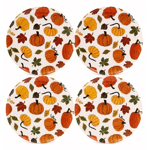 SeasonsEasy Harvest Gatherings 11 inch Melamine Dinner Plates, Set of 4, Multicolor