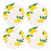 SeasonsEasy Set of 4 Lemon Melamine Salad/Appetizer Plates, 9 Inch