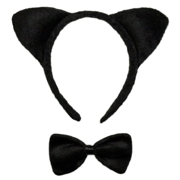 SeasonsTrading Black Cat Ears & Bow Tie Costume Set ~ Halloween Cosplay