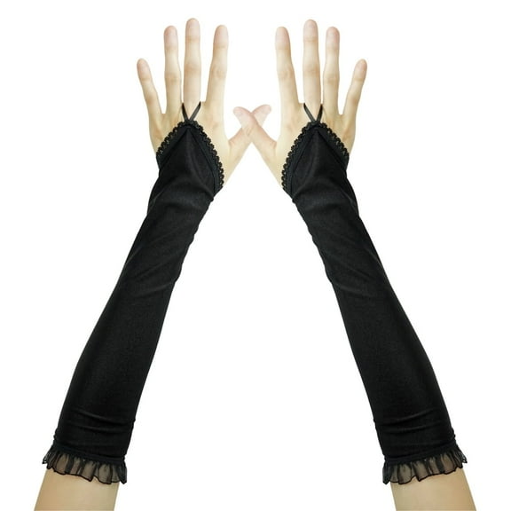 SeasonsTrading Black Spandex Fingerless Gloves - Prom, Wedding, Cosplay, Costume Party, Dance