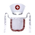 thumbnail image 1 of SeasonsTrading Classic White Nurse Hat Headband & Apron Costume Set - Cosplay Halloween First Aid Civil War Party Kit, 1 of 3