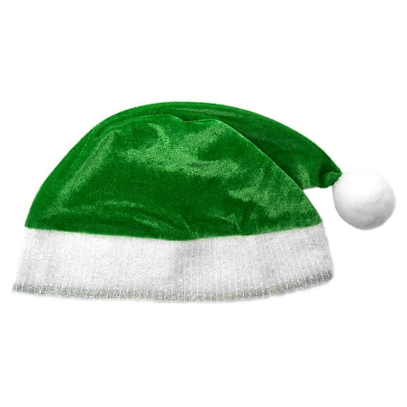 SeasonsTrading Green Plush Santa Hat - Adult Fun Holiday Xmas Christmas Costume Party Hat