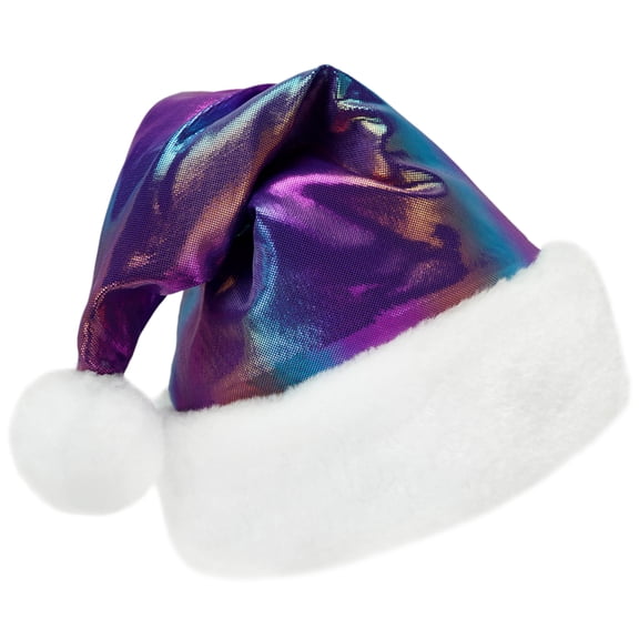 SeasonsTrading Metallic Rainbow Santa Hat - Adult Holiday Xmas Christmas Costume Party Hat