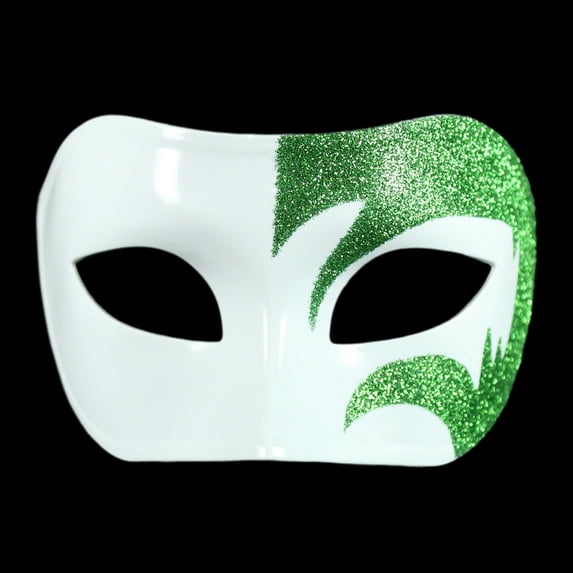 SeasonsTrading Mystic Green Glitter & White Venetian Masquerade Mask
