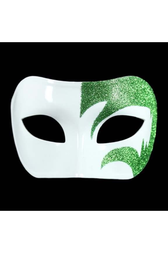 Mystic Green Glitter & White Venetian Masquerade Mask