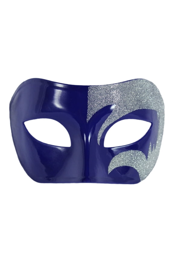 Mystic Silver Glitter & Blue Venetian Masquerade Mask