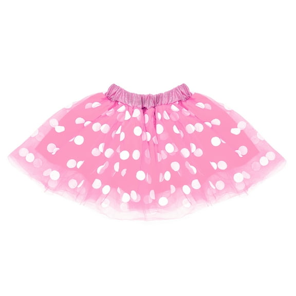 SeasonsTrading Pink & White Polka Dot Tulle Tutu Lined Skirt - Girls Minnie Princess Costume, Birthday Party, Cosplay, Cruise, Dance Dress Up