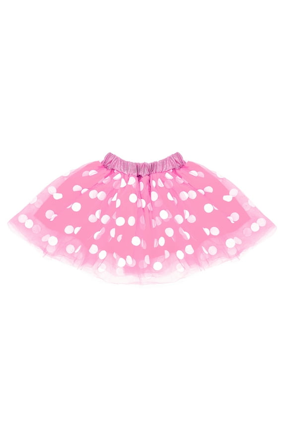 Pink & White Polka Dot Tulle Tutu Lined Skirt - Girls Minnie Princess Costume, Birthday Party, Cosplay, Cruise, Dance Dress Up