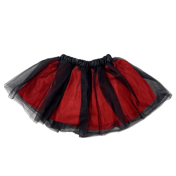 SeasonsTrading Red & Black Tulle Tutu Lined Skirt - Pirate Vampire Devil Witch Red Riding Hood Gothic Costume, Birthday Party, Dance Dress