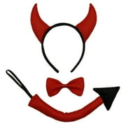 SeasonsTrading Red Devil Horns, Tail, Bow Tie Costume Set