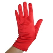 SeasonsTrading Red Satin Gloves Wrist Length - Wedding, Prom, Party