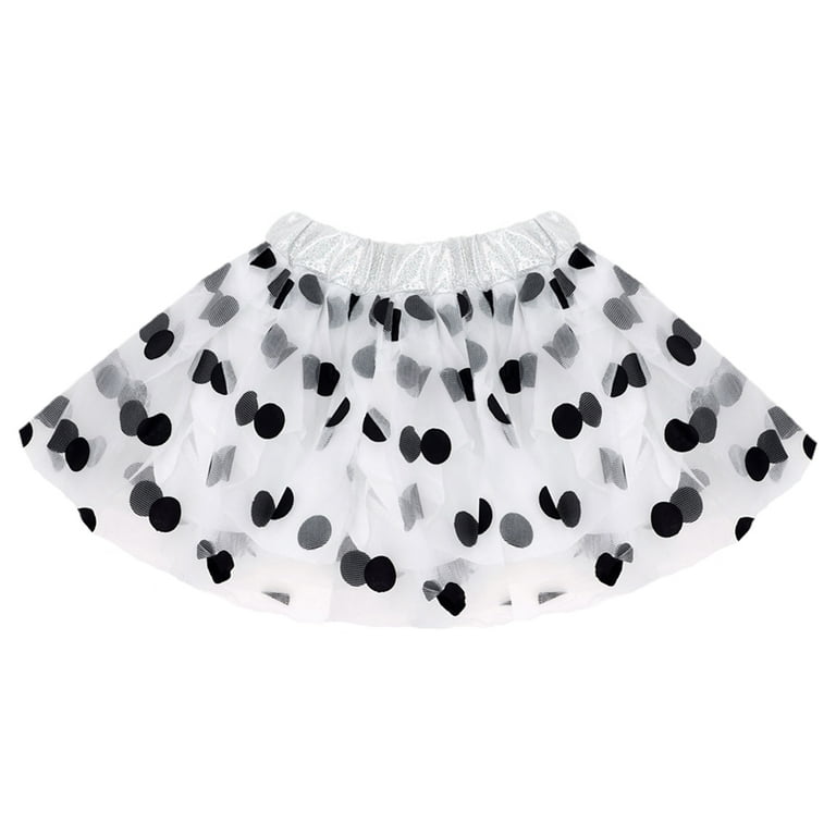 SeasonsTrading White & Black Polka Dot Tulle Tutu Lined Skirt