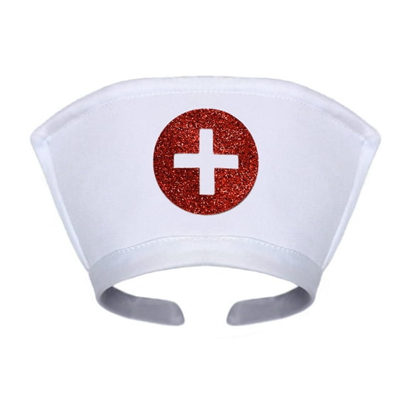 SeasonsTrading White Nurse Hat Headband with Cross - Halloween, Cosplay, Party Accessory, Civil War Nurse Costume Headpiece
