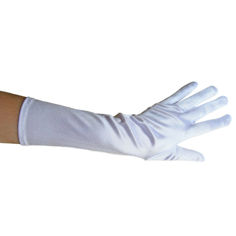 SeasonsTrading White Satin Gloves (Elbow Length) Wedding, Prom