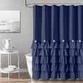 thumbnail image 1 of Seasonwood Blue Farmhouse Shower Curtains,Fabric Cute Ruffle Shower Curtain with Buttons & Ruffles for Bathroom Decor,12pcs Hooks,72"x72", 1 of 8